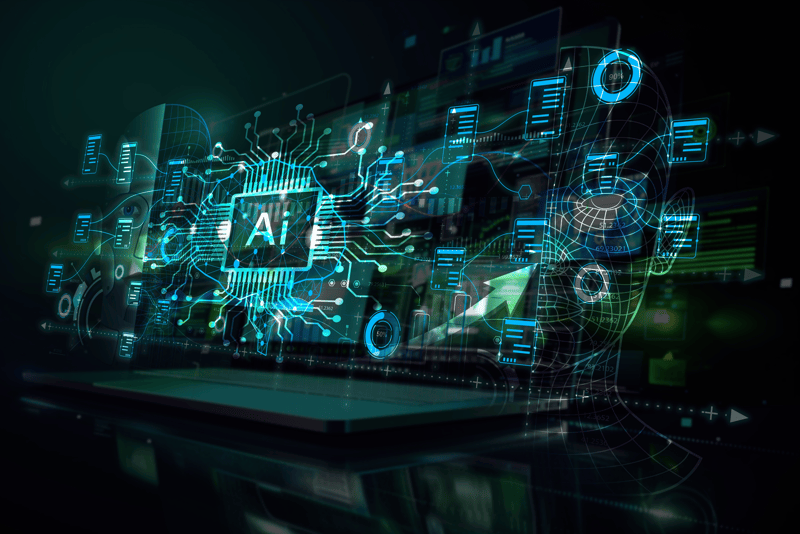 Piattaforma di trading AI con rete neurale e visualizzazione dei dati di mercato